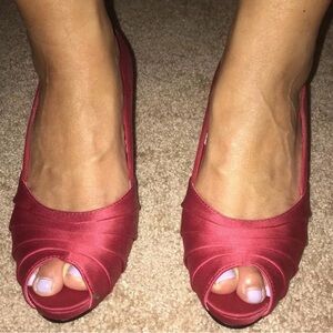 Mossimo Supply Co. Red Satin Peep-Toe Heels